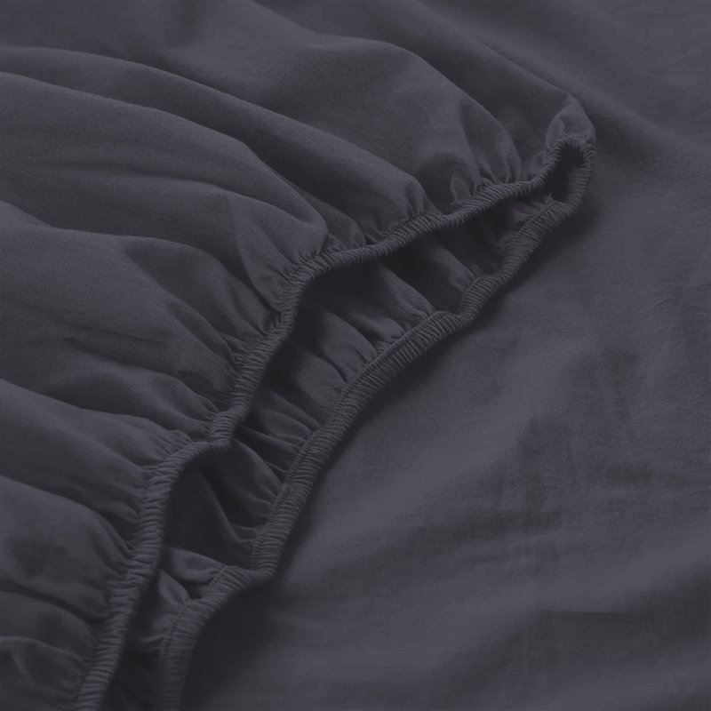 200 Thread Count Microfiber Deep Fitted Bed Sheet – 25cm Pocket, Charcoal, Single (3')