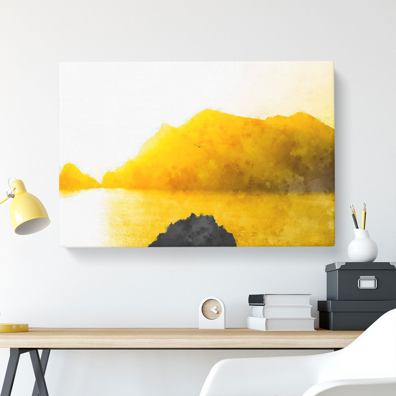 Bird Above The Channel Islands Painting - Wrapped Canvas, 60cm H x 91cm W x 3cm D