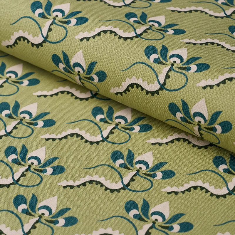 Tissu arc-en-ciel Schumacher X Laura Gonzalez Bombay, Vert