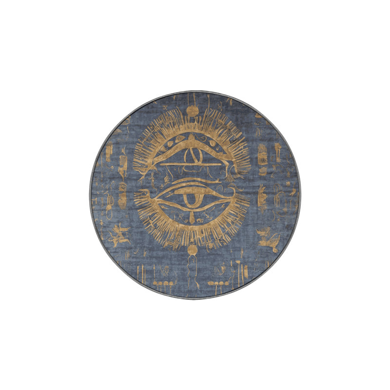 Tapis gris lavable à la machine, Rond 3 pi