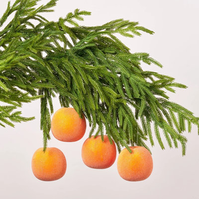 Ornement en forme de faux sucre orange perlé et givré - ensemble de 4