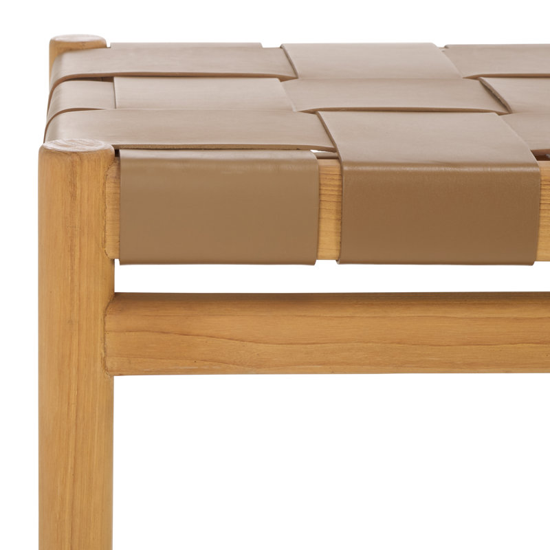 Devnie Woven Leather Bench, Brown, Natural