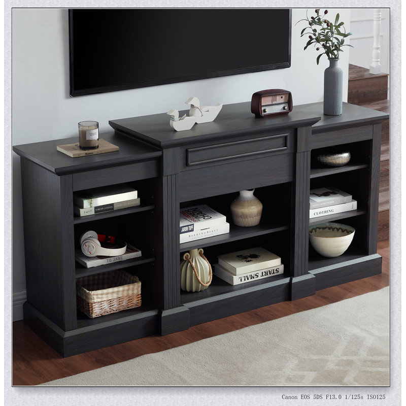 Console multimédia avec grande armoire de rangement, meuble télé multimédia moderne, l 65,75 po, Gris