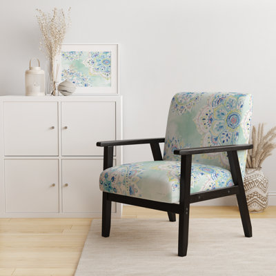 «Harricharan - Watercolor Mandalas IV - Chaise avec accoudoirs rembourrée à motif floral