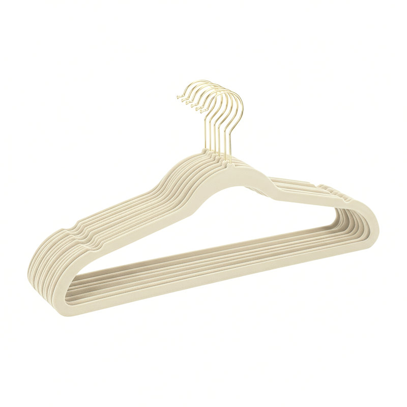 Paquet de 10 cintres super minces avec crochet doré Simplify, Blanc