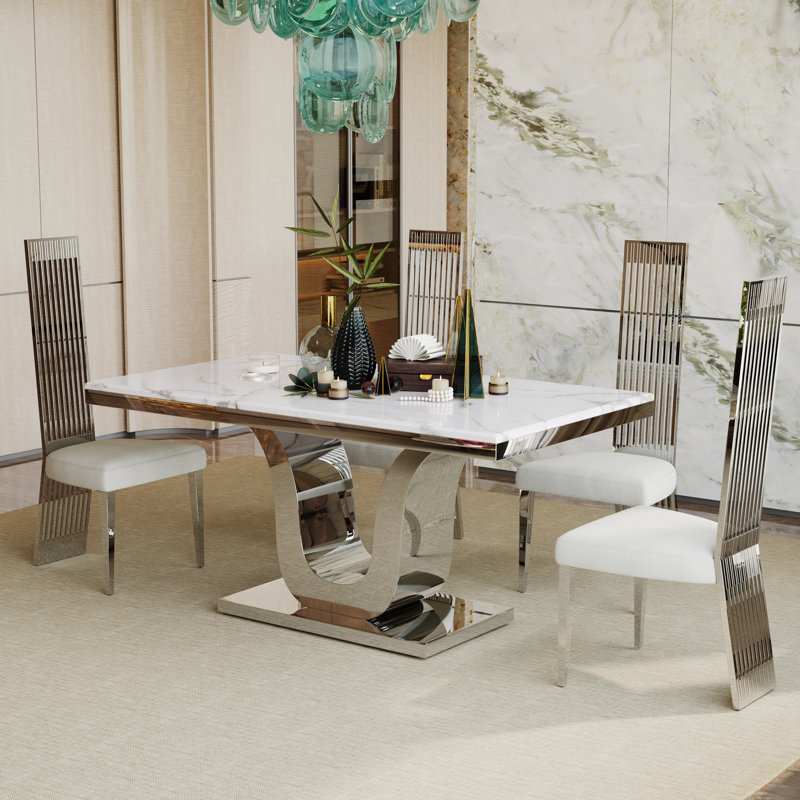 Ensemble de table de salle à manger 7 pièces Modern Luxury, 7 pièces : table, 6 chaises