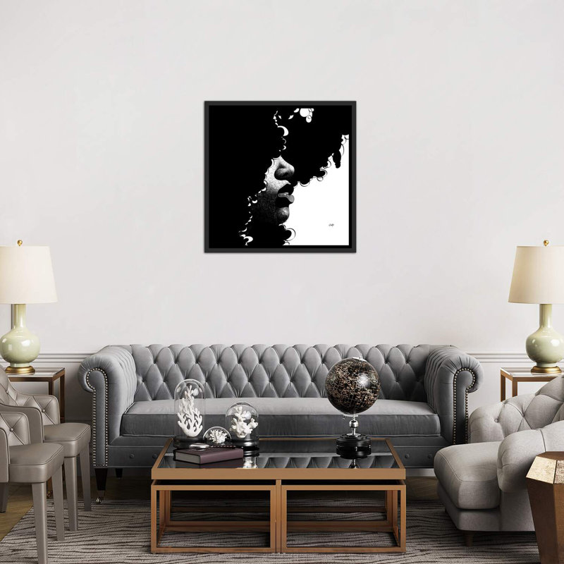 «Daughter of the Universe» par Ohab TBJ - impression d'art graphique, Toile encadrée, H 37 po x l 37 po, Noir patiné
