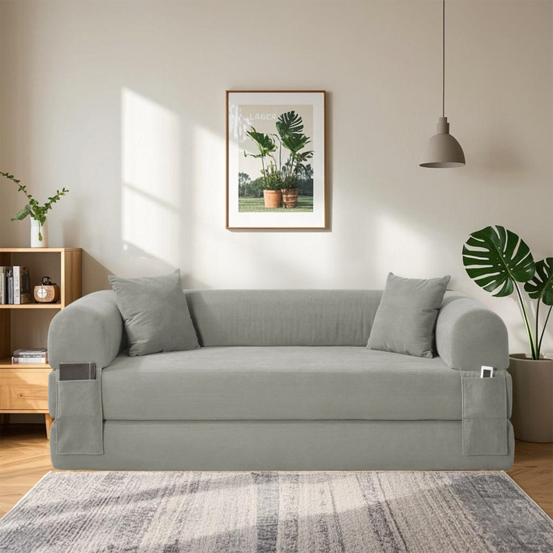 Boneless Sofa-in-a-Box, Convertible Sleeper Sofa Bed, Memory Foam 3-Seater Couch,No Installation & Easy to Transport, Deep Seat Modern Sofa with Corduroy Fabric, Couch for Living Room, Bedroom, Apartment, Home Office,