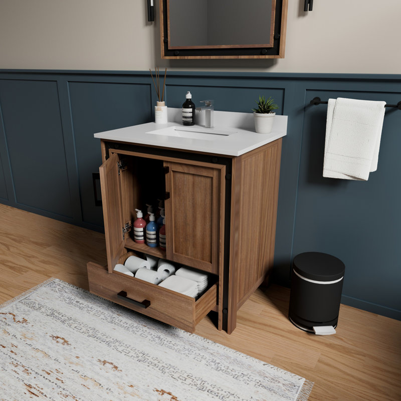 Meuble-lavabo l 30 po x P 22 po, Bois de grange