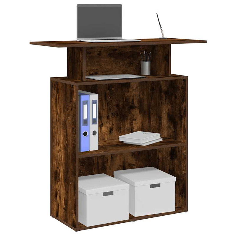 Baheerathan Standing Desk, Smoked Oak
