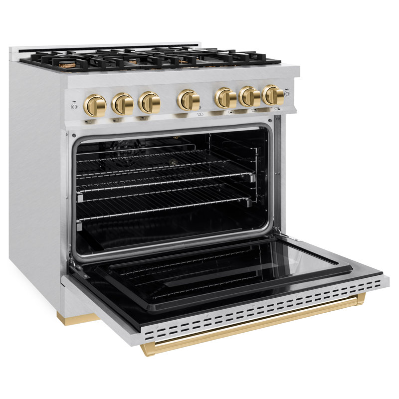 ZLINE Autograph 36" Classic DuraSnow Gas Range w/ 6 Burners & Gold Accents, Gold
