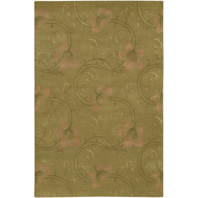 Tapis vert touffeté à la main Crompton, Rectangle 5 pi x 7 pi 6 po