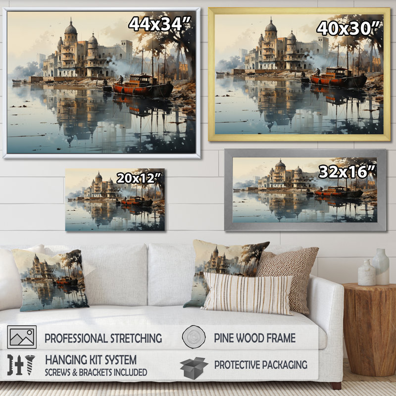 Cuba Havana Harbour II - Cityscapes Wall Decor, H 30 po x l 40 po x P 1,5 po, Cadre simple argenté