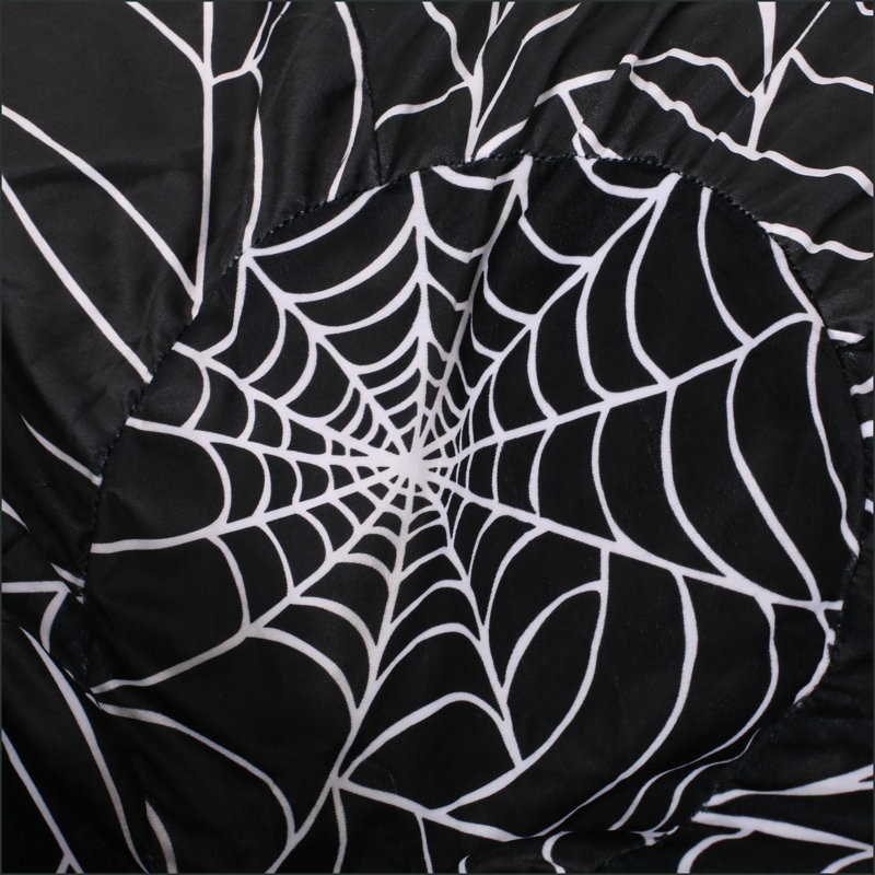 Fauteuil à billes 3 pi Spiderweb Halloween | Noir blanc | Rond