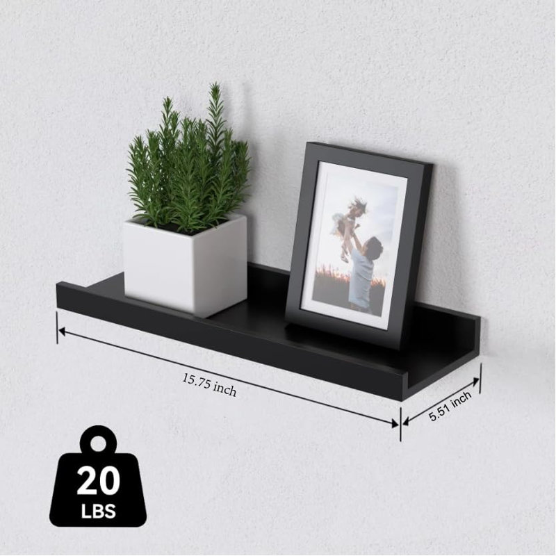 Set of 3 floating bookshelves, Black