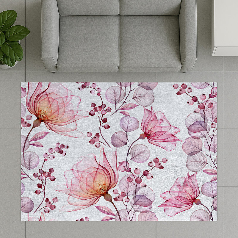 Floral Area Rug, Runner 70 x 140 cm
