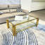Table basse en acier inoxydable doré avec tablettes en verre trempé, style moderne pour le salon de bureau à domicile, rangement pratique sur le dessus, bureau de pièce, finition, facile à assembler-1900955108