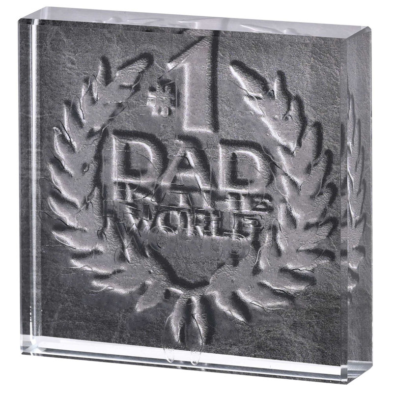 Tabletop Glass Plaque Number1 Dad 3X3