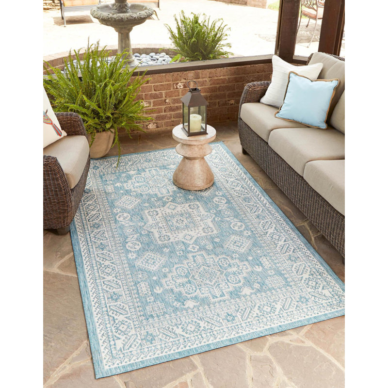 Tapis intérieur / extérieur bleu Danera, Rectangle 9 pi x 12 pi