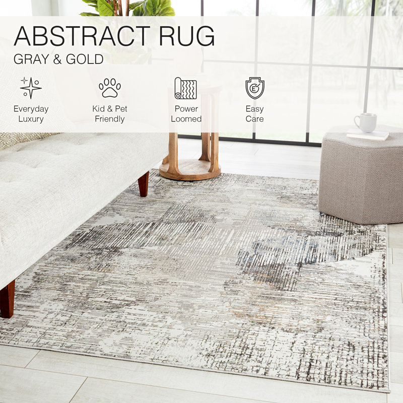 Tapis gris / or Maranto, Tapis de couloir 2 pi 6 po x 10 pi