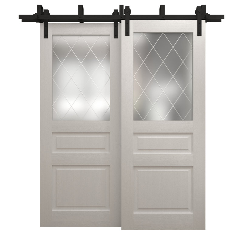 Portes coulissantes de grange coulissantes pour garde-robe | Ego 5011 | Ensemble de quincaillerie Modern Rails | Portes de garde-robe de chambre en bois massif