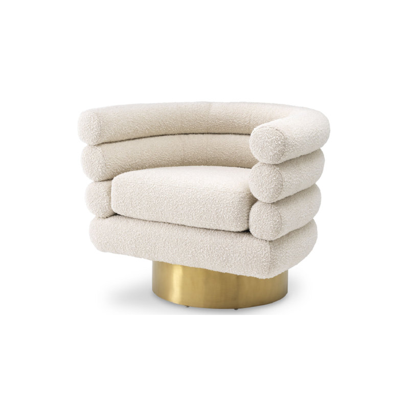 Maguire Swivel Barrel Chair, Cream Polyester Blend