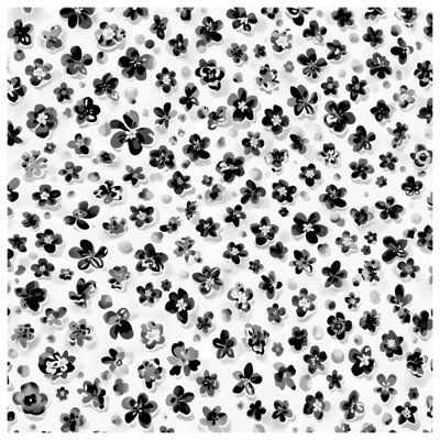 Tapis de bain noir et blanc à motif floral
