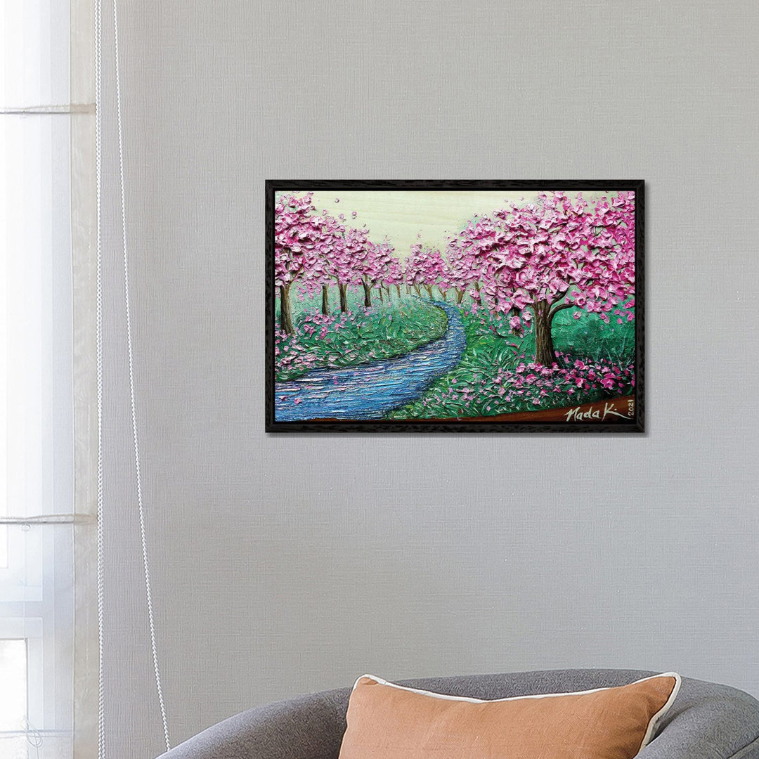 A Bloom In Flow - Hot Pink Magenta von Nada Khatib - Galerie-verpackte Leinwand Giclée