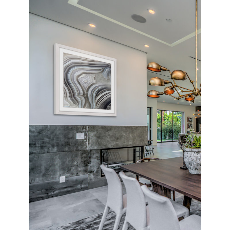Valley of Waves White Framed Abstract Canvas Print, 18" x 18"