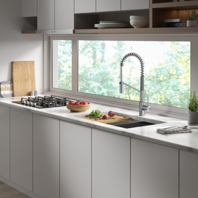 KRAUS Oletto Touchless Sensor Commercial Pull-Down Single Handle Kitchen Faucet with QuickDock Top Mount Assembly