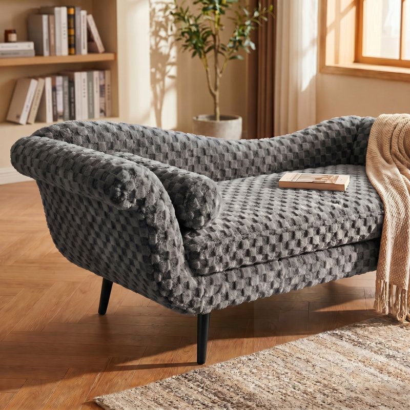Banc rembourré avec accoudoirs à volutes, Gris fumé, Gris fumé