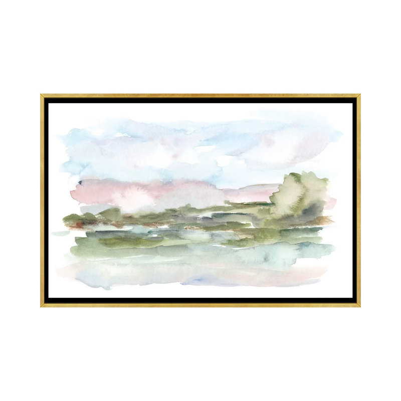 Reproduction d’art « Mountain Watercolor VI » par Ethan Harper, H 32 po x l 48 po x 1,5 po, Pas de tapis, Toile encadrée d'or