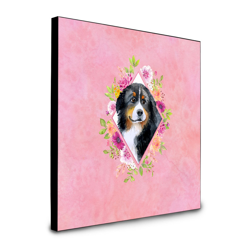 Panneau mural Dollman Flowers, Rose, Bouvier bernois noir