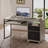55'' Home Office Computer Desk with File and Storage Drawers,  Fluted Writing Desk with Keyboard Tray&Practical Hook and Open Compartments-189278748