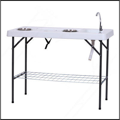 Portable Folding Fish Cleaning Table With Sink, Faucet, Drainage Hose, And Accessories For Outdoor Activities, 50 Inch
