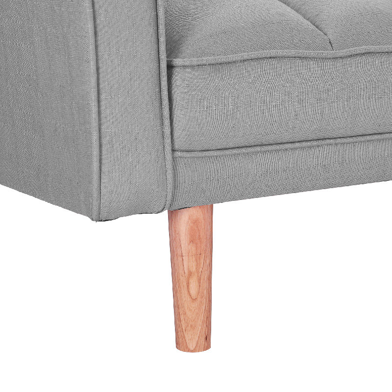 Canapé-lit simple à dossier capitonné Vikie, Polyester gris clair