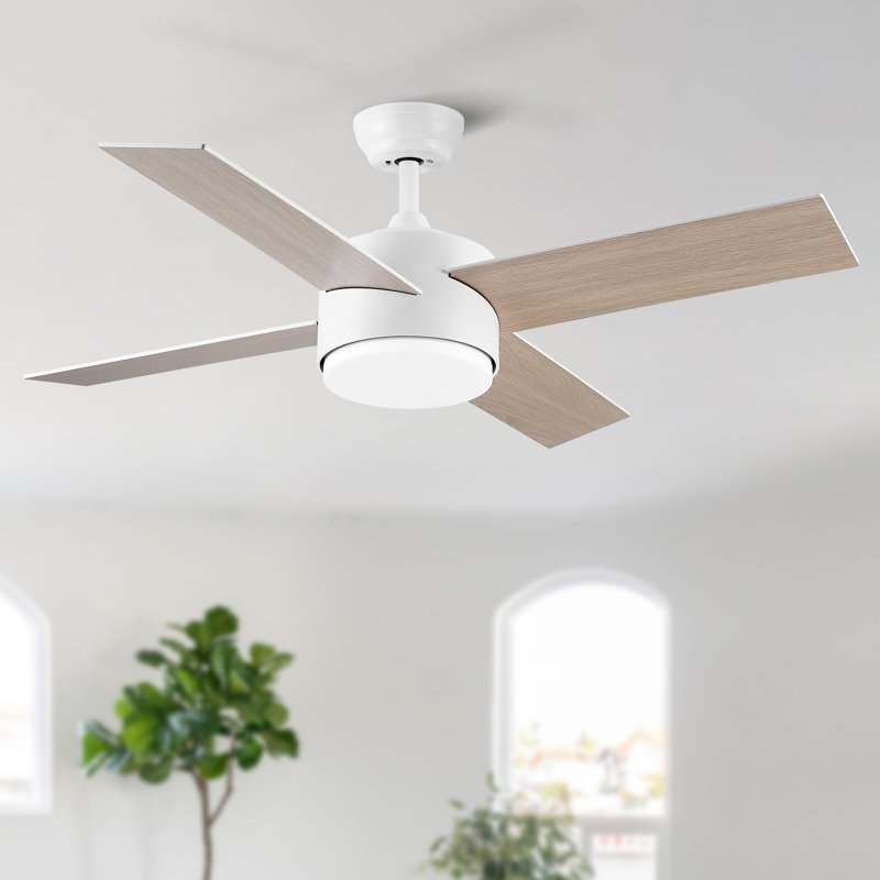 44 In Intergrated LED Ceiling Fan Light With White Blade, 44", White