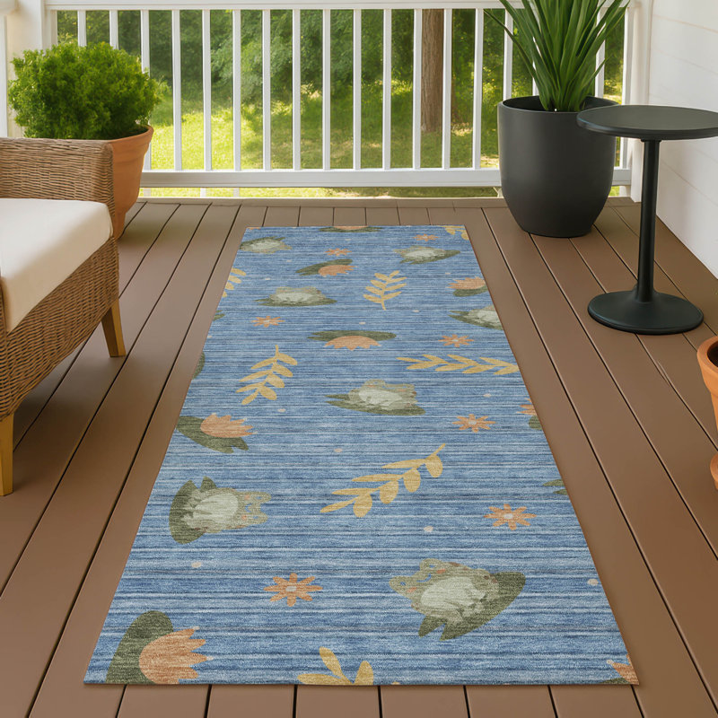 Tapis intérieur / extérieur lavable à la machine pour enfants ACN2795, Bleu, Tapis de couloir 2 pi 3 po x 7 pi 6 po