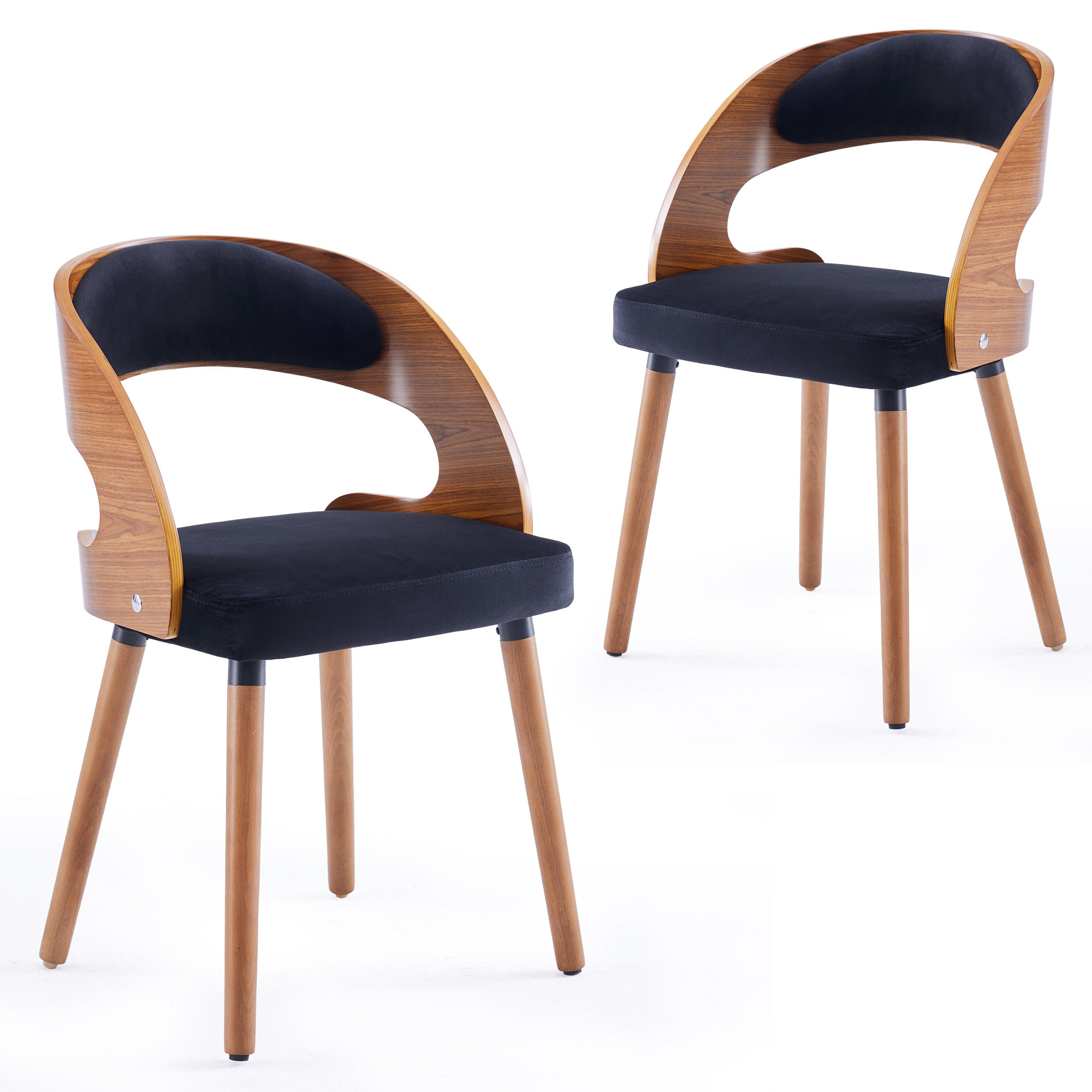 Latitude Run® Comfortable Black Wood Dining Chairs, Modern Upholstered