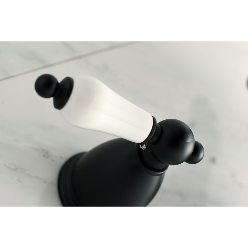 Kingston Brass Heritage Two-Handle 3-Hole Wall Mount Roman Tub Faucet, Matte Black