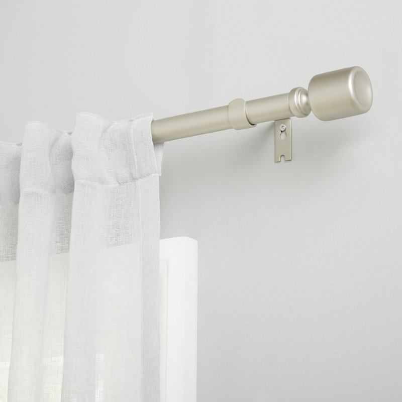 Adjustable Single Curtain Rod, Matte Nickel