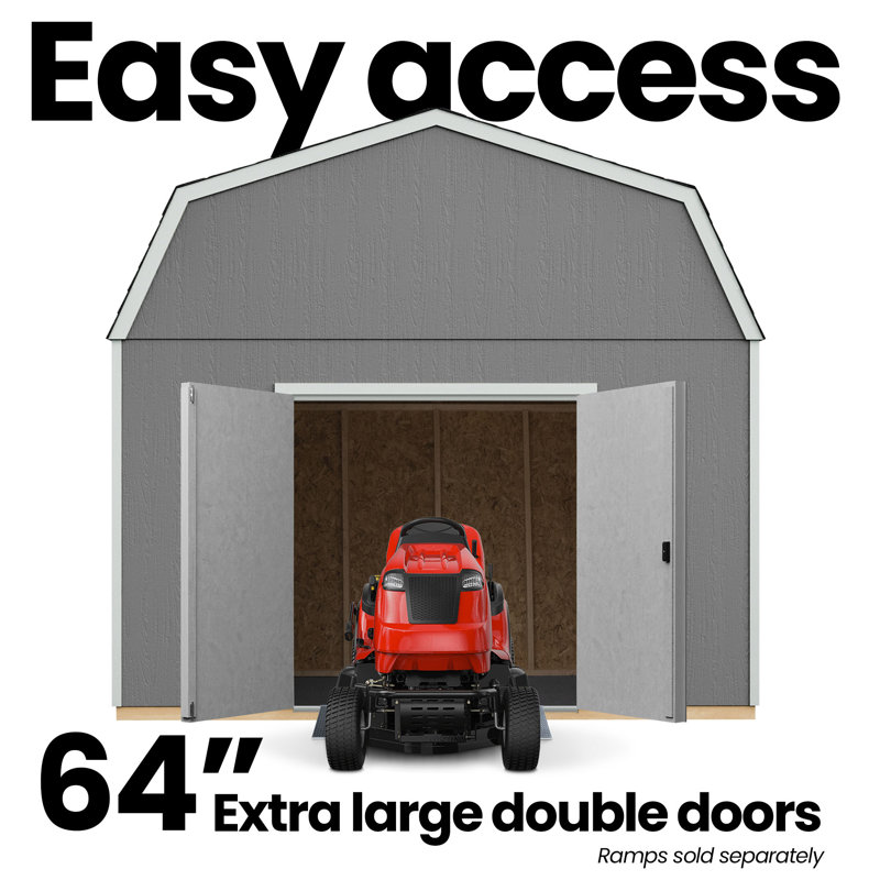 Hudson 12' x 24' Brown Wood Storage Shed Kit with Shelving