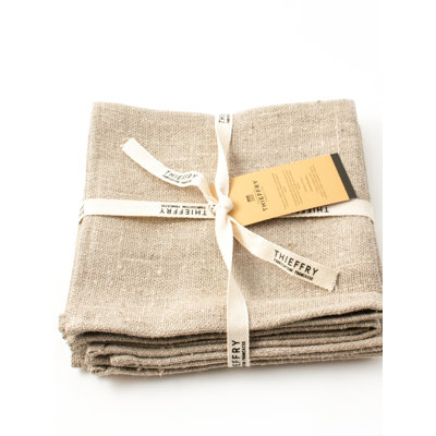 Ensemble de 4 serviettes de table Thieffry, lin naturel brut, naturel