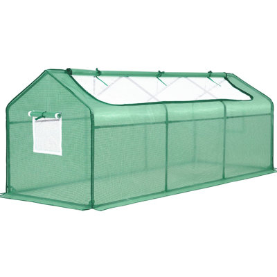 Mini serre de serre Quictent l 95 po x P 36 po x H 36 po, avec serre chaude et jardinière avec 2 fenêtres grillagées et grande porte moustiquaire en U (vert)