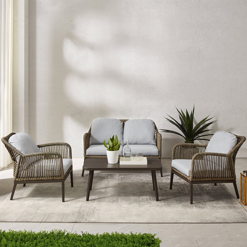 Rolph 4 - Person Patio Conversation Set with Cushions