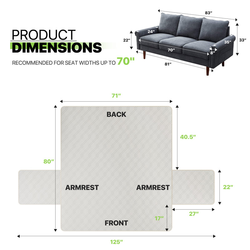 Machine-Washable Sofa Cover – 125” X 80” Non-Slip, Water-Resistant Couch Protector