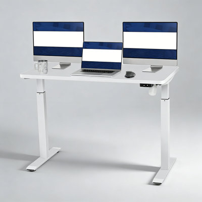 Bureau debout électrique double, bureau à hauteur réglable de 48 po x 24 po, bureau à domicile - blanc