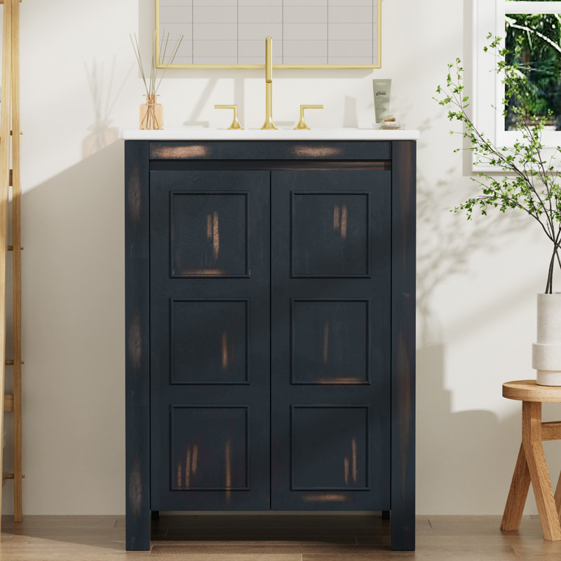 Saulean 24 " W Freestanding Standard 1 Single Vanity Bathroom Vanity With Ceramic Top