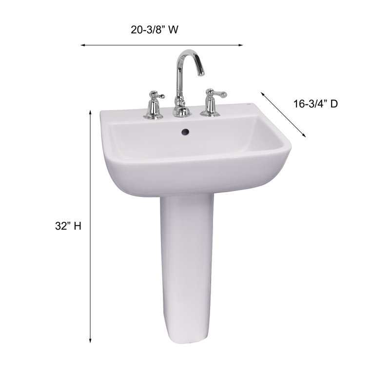 Barclay Series 16.75'' White Vitreous China Rectangular Bathroom Sink with Overflow, 8" Centers