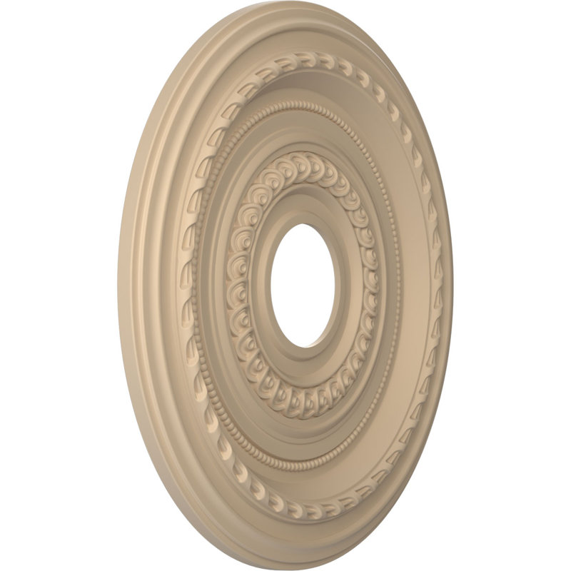 Médaillon Cole en PVC thermoformé pour plafond, H 16 po x l 16 po x P 1 po, Beige fumé satiné UltraCover